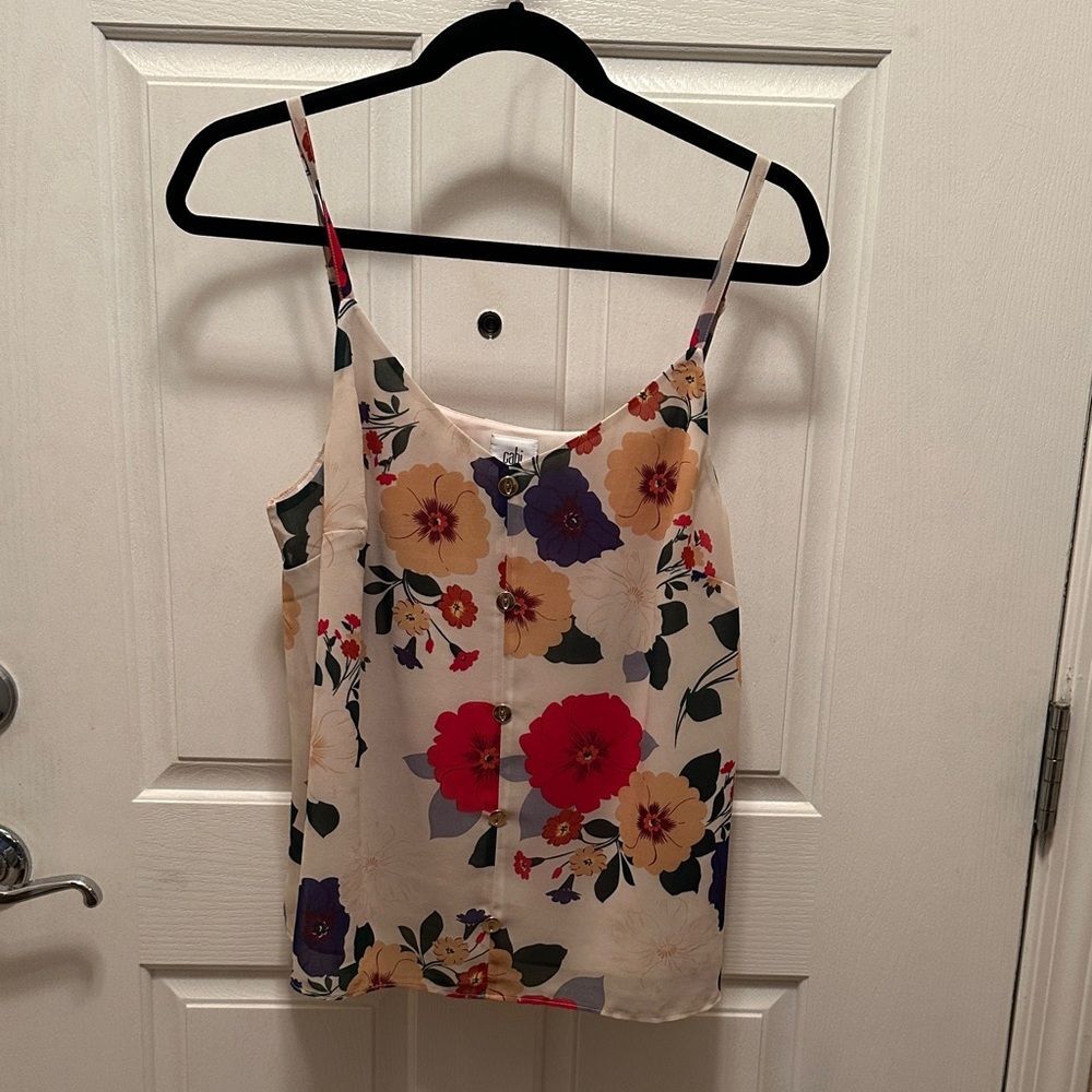 CAbi Floral Camisole with Red and Purple Accents